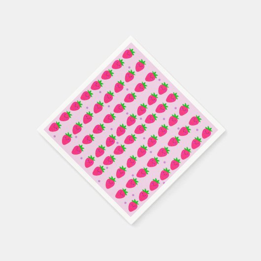 Schattige Roze Aardbeienpatroon Verjaardagsfeestje Servet (Hoek)