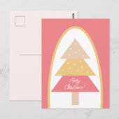 Schattige Roze Aardse Tonen Vrolijke Kerstboom Briefkaart (Voorkant / Achterkant)