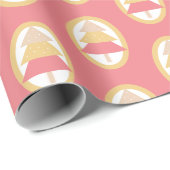 Schattige Roze Aardse Tonen Vrolijke Kerstboom Cadeaupapier (Rol Hoek)