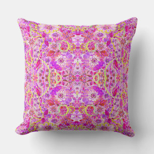 Schattige roze abstracte bloemen kussen