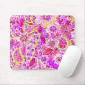 Schattige roze abstracte bloemen muismat (Met muis)