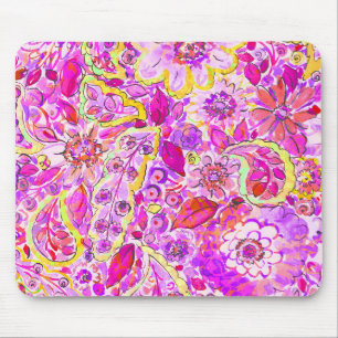 Schattige roze abstracte bloemen muismat
