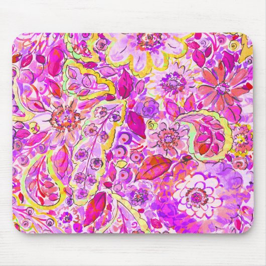 Schattige roze abstracte bloemen muismat (Voorkant)