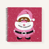 Schattige roze Afrikaans Amerikaans Kerstman Kerst Notitieboek (Voorkant)