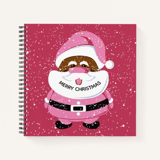Schattige roze Afrikaans Amerikaans Kerstman Kerst Notitieboek (Voorkant)