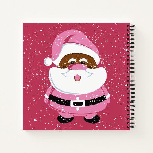 Schattige roze Afrikaans Amerikaans Kerstman Kerst Notitieboek (Achterkant)