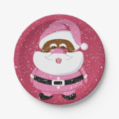 Schattige roze Afrikaans Amerikaans Kerstman Kerst Papieren Bordje (Voorkant)