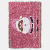 Schattige roze Afrikaans-Amerikaanse Kerstman Kers Deken (Voorkant Verticaal)