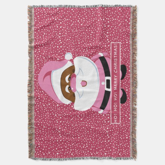 Schattige roze Afrikaans-Amerikaanse Kerstman Kers Deken (Voorkant Verticaal)
