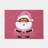 Schattige roze Afrikaans-Amerikaanse Kerstman Kers Deurmat (Voorkant)
