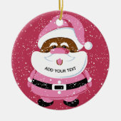 Schattige roze Afrikaans-Amerikaanse Kerstman Kers Keramisch Ornament (Voorkant)