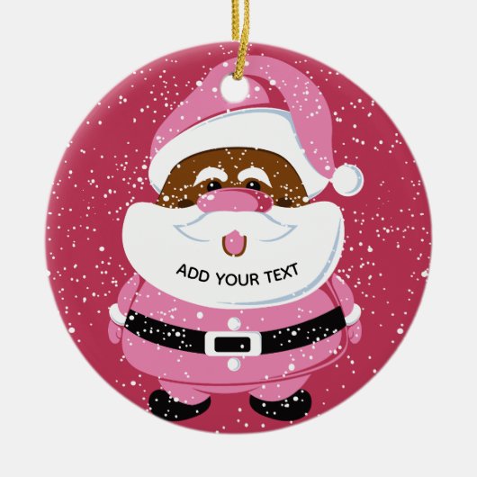 Schattige roze Afrikaans-Amerikaanse Kerstman Kers Keramisch Ornament (Voorkant)
