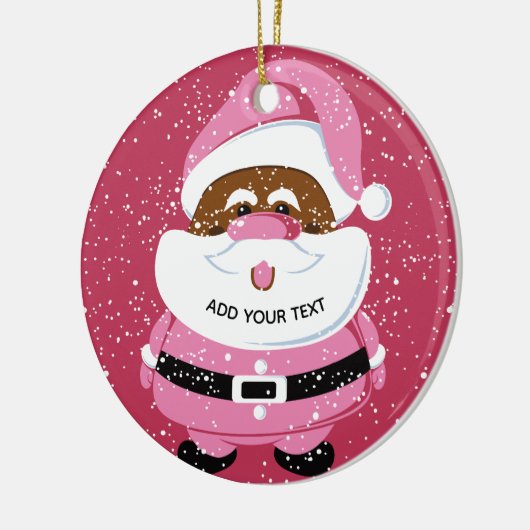 Schattige roze Afrikaans-Amerikaanse Kerstman Kers Keramisch Ornament (Links)