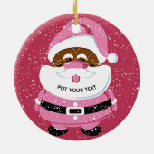 Schattige roze Afrikaans-Amerikaanse Kerstman Kers Keramisch Ornament (Achterkant)