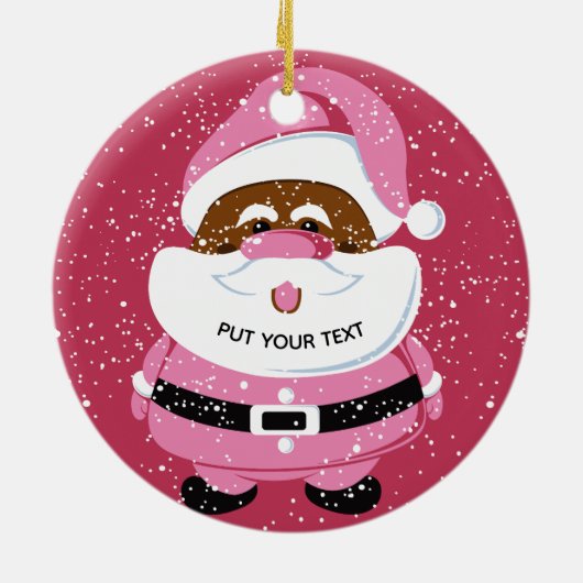 Schattige roze Afrikaans-Amerikaanse Kerstman Kers Keramisch Ornament (Achterkant)