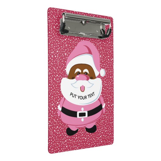 Schattige roze Afrikaans-Amerikaanse Kerstman Kers Mini Klembord (Schuin)