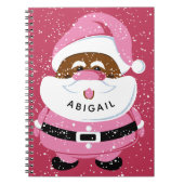 Schattige roze Afrikaans-Amerikaanse Kerstman Kers Notitieboek (Voorkant)