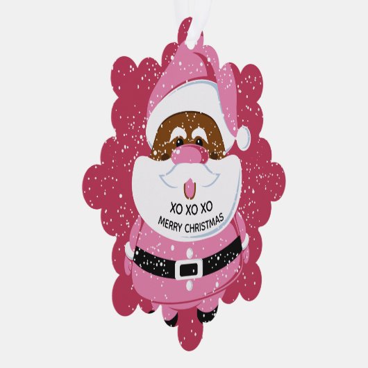 Schattige roze Afrikaans-Amerikaanse Kerstman Kers Ornament Kaart (Rechts)