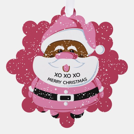 Schattige roze Afrikaans-Amerikaanse Kerstman Kers Ornament Kaart (Voorkant)
