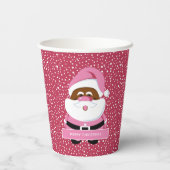 Schattige roze Afrikaans-Amerikaanse Kerstman Kers Papieren Bekers (Achterkant)