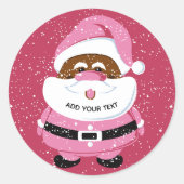 Schattige roze Afrikaans-Amerikaanse Kerstman Kers Ronde Sticker (Voorkant)