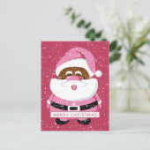 Schattige roze Afrikaans-Amerikaanse Sinterklaas e Feestdagenkaart (Staand voorkant)