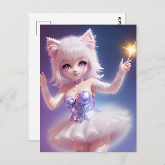 Schattige Roze AI gegenereerde kattenballetdanser Briefkaart (Voorkant / Achterkant)