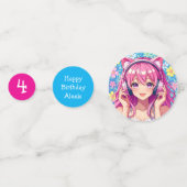 Schattige roze anime meisje met hoofdtelefoon Verj Confetti (Voorkanten)