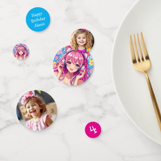 Schattige roze anime meisje met hoofdtelefoon Verj Confetti (Groep)