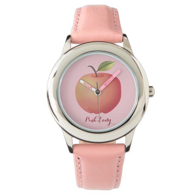 Schattige Roze Appel Horloge (Voorkant)