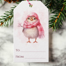 Schattige Roze Aquarel Winter Vogel Kerstmis