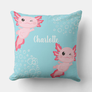 Schattige Roze Axolotl Aqua Blue Onderwater Kinder Kussen