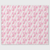 Schattige Roze Axolotl Boba Thee Meisjes Verjaarda Cadeaupapier (Vlak)