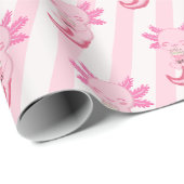 Schattige Roze Axolotl Boba Thee Meisjes Verjaarda Cadeaupapier (Rol Hoek)