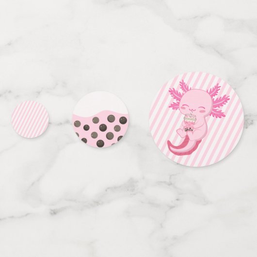 Schattige Roze Axolotl Boba Thee Meisjes Verjaarda Confetti
