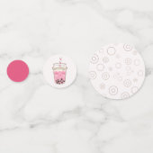 Schattige Roze Axolotl Boba Thee Meisjes Verjaarda Confetti (Achterkanten)