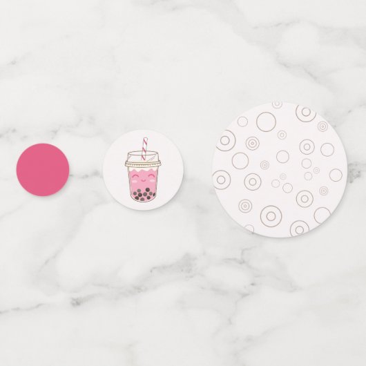 Schattige Roze Axolotl Boba Thee Meisjes Verjaarda Confetti (Achterkanten)