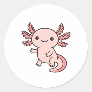 Schattige Roze Axolotl Cartoon – Aardige Kawaii Sa Ronde Sticker