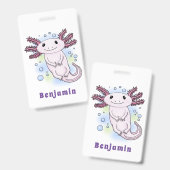 Schattige roze axolotl cartoon badge (Voor- en achterkant)