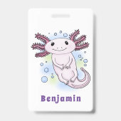 Schattige roze axolotl cartoon badge (Achterkant)