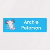 Schattige roze axolotl cartoon gepersonaliseerd labels (Design 2)