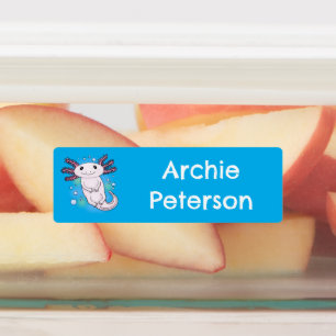 Schattige roze axolotl cartoon gepersonaliseerd labels