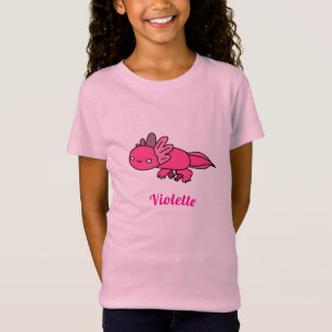 Schattige Roze Axolotl Cartoon Tekening T-shirt