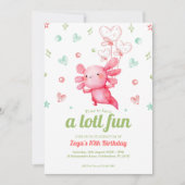 Schattige Roze Axolotl Kids Verjaardagsfeest Kaart (Voorkant)