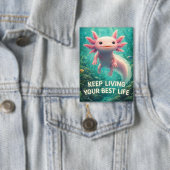 Schattige Roze Axolotl met Motiverende "Best Leven Button (Insitu)
