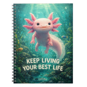 Schattige Roze Axolotl met Motiverende "Best Leven Notitieboek