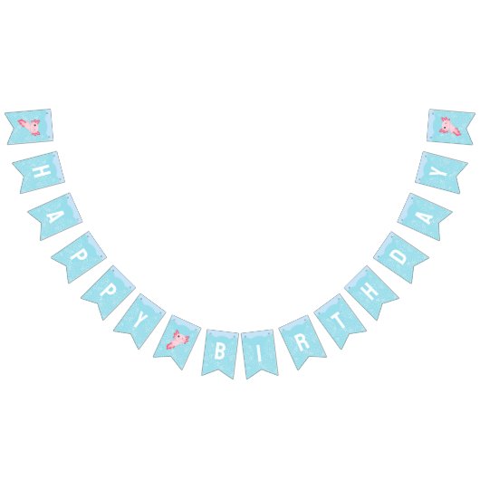 Schattige Roze Axolotl Onderwater Verjaardagsfeest Vlaggetjes (Alle)