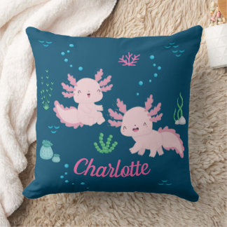 Schattige Roze Axolotl Verjaardagsmeisje Kussen