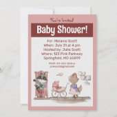 Schattige Roze Baby Buggy Baby shower Kaart (Voorkant)
