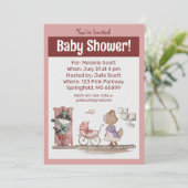 Schattige Roze Baby Buggy Baby shower Kaart (Staand voorkant)